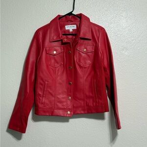 New York & Company Vibrant Red Leather Jacket